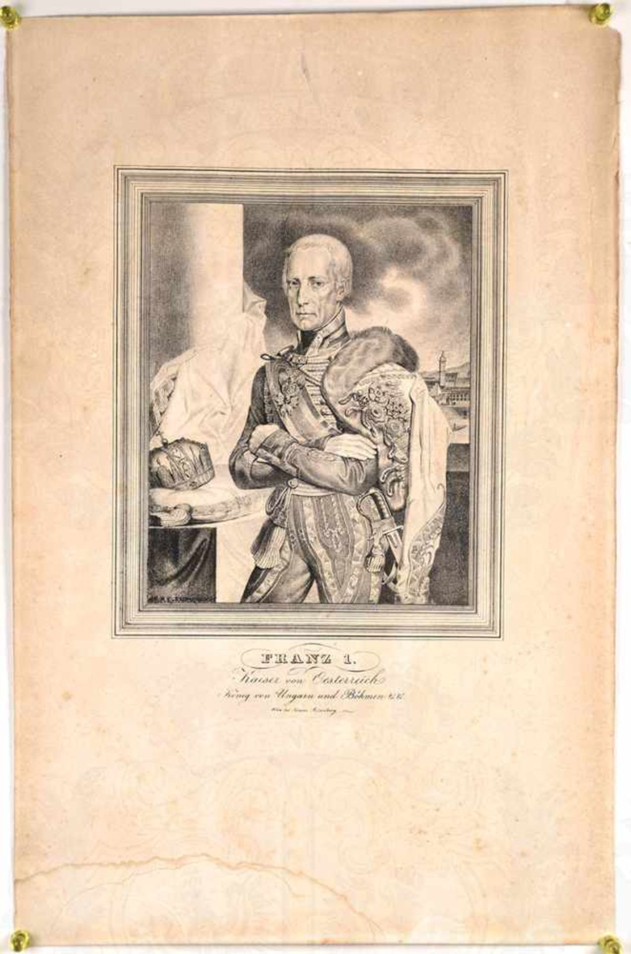 PORTRAIT FRANZ I., „Kaiser von Österreich, König von Ungarn und Böhmen etc.“, Lithografie des Wiener