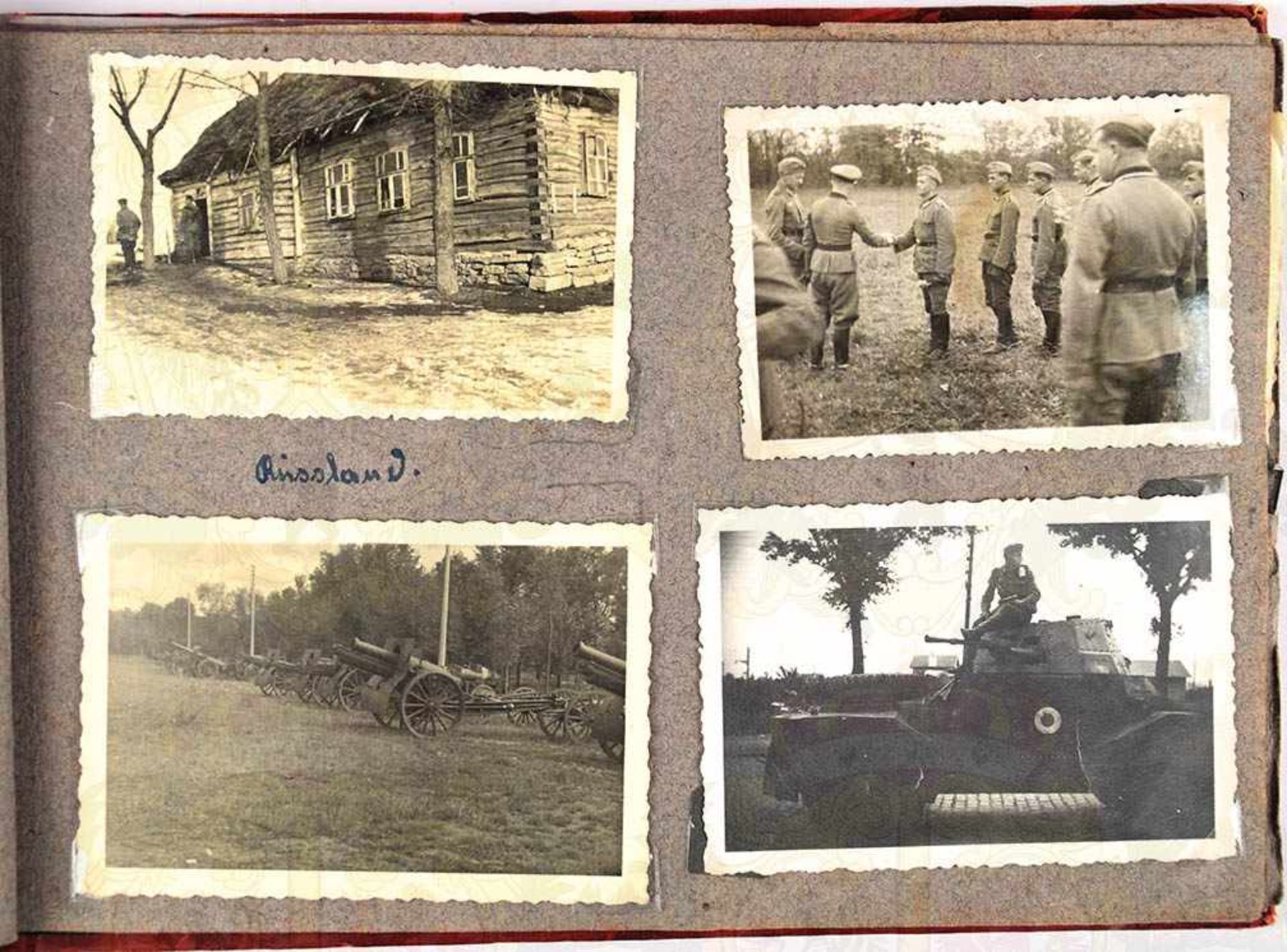 FOTOALBUM RUßLANDFELDZUG, 94 Fotos, etwas Frankreichfeldzug, Franz. Panzer Char 1B, Geschütze, - Bild 2 aus 4