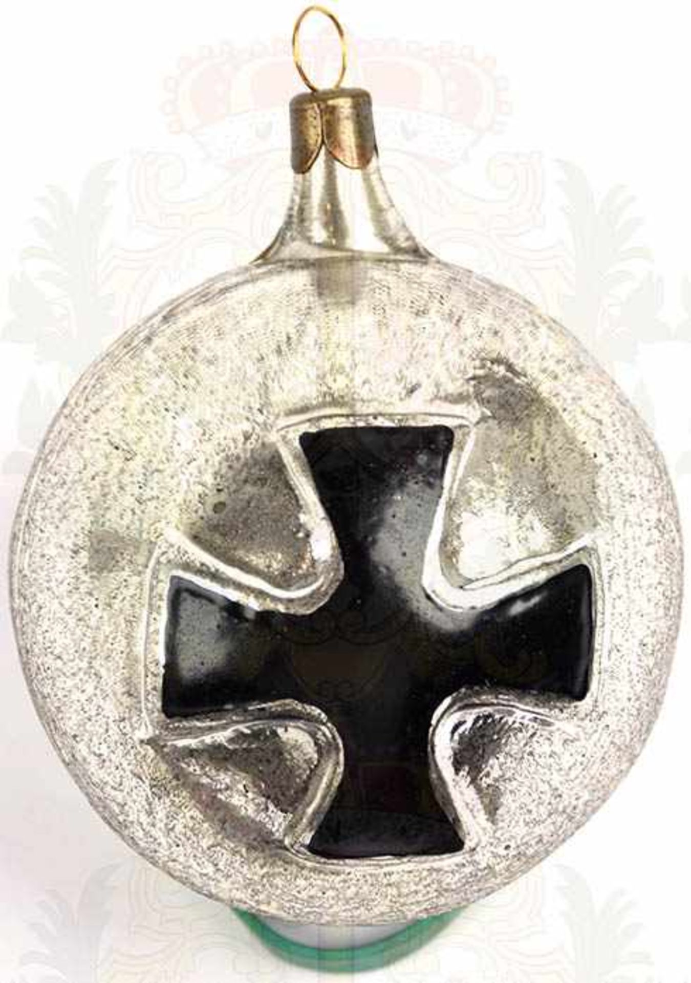 PATRIOTISCHER CHRISTBAUMSCHMUCK, 4 Teile, mehrfarbig bemaltes Glas, Spitze mit erhabenem EK 1914, H. - Bild 4 aus 4