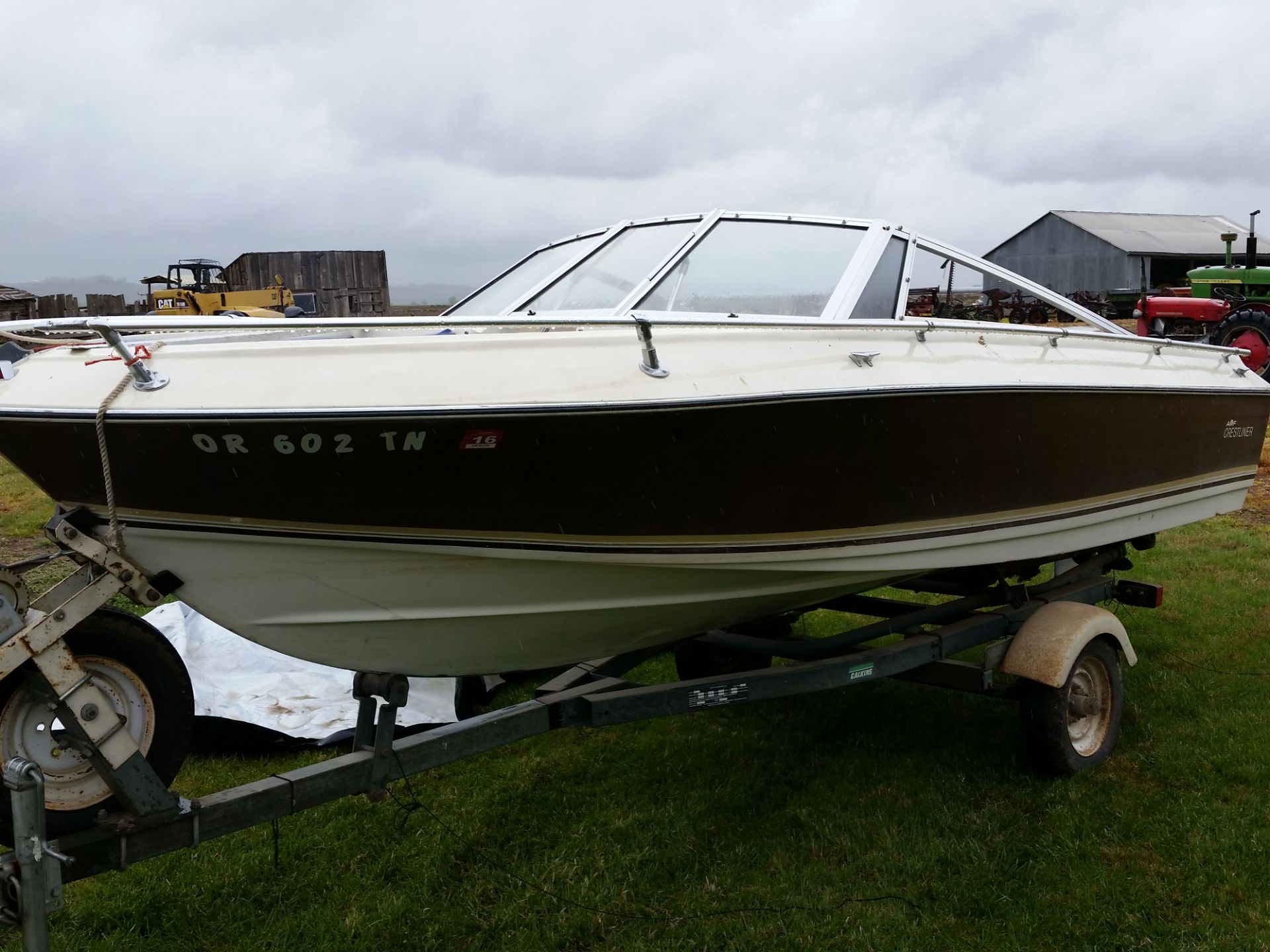 1978 15' Crestliner fibregalss boat open bow Evinrude 55hp outboard engine