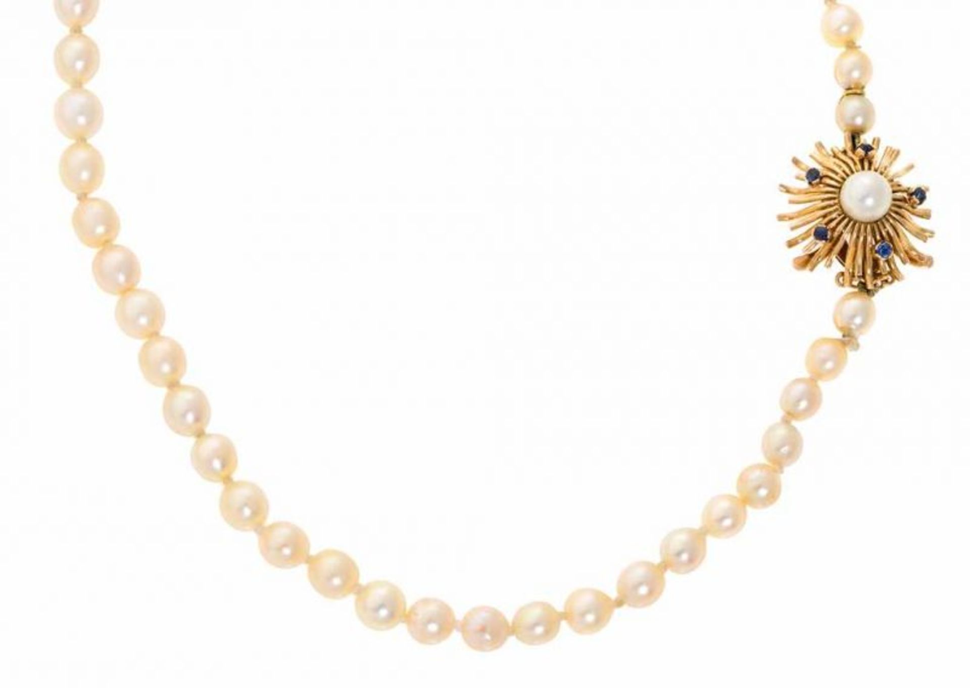 Collar y pulsera de perlas cultivadas Perlas cultivadas de 5,5 a 8,3 mm diám. Cierres en oro, - Bild 2 aus 2