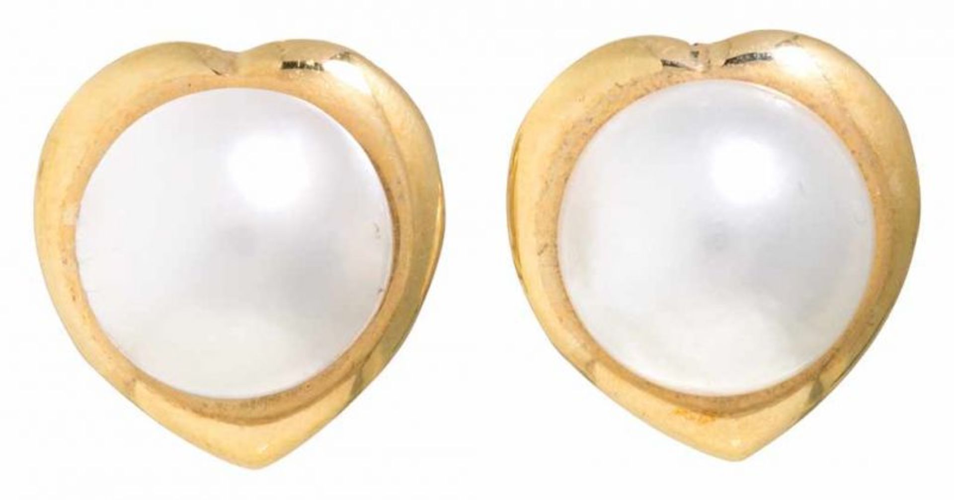 Pendientes de perlas mabé Oro y perlas mabé. 1,5 cm. 6,1 gr