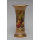 A Royal Worcester flared cylindrical vase, painted William Ricketts, signed,