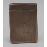A George V silver rounded rectangular card case, engine-turned throughout, hinged cover,