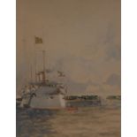 Edoardo De Martino CVO (Maritime, 1838-1912) The Kaiser's Yacht Hohenzollern watercolour,