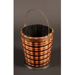 A 19th century Dutch ribbed tapered cylindrical ember bucket or teestoof,