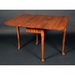 A George II laburnum dropleaf table, rounded rectangular top, straightened cabriole legs, pad feet,