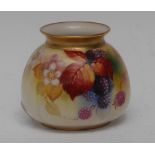 A Royal Worcester lobed ovoid vase, painted by Kitty Blake, signed,