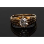 A gentleman's diamond solitaire ring, central oval diamond approx 1.