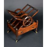 A George IV rosewood three-section Canterbury, X-shaped divisions with turned supports,