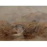 David Cox, British (1783-1859) Welsh River watercolour, label to verso,