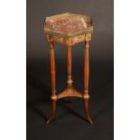 A 19th century French gilt-metal mounted mahogany hexagonal occasional table,