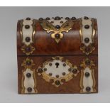 A Victorian burr walnut domed rectangular scent casket,