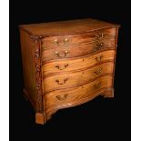 A George III mahogany canted serpentine secretaire chest,