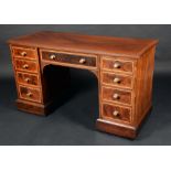 An Edwardian satinwood crossbanded mahogany desk,