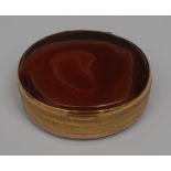 A 19th century agate and gilt-metal oval snuff box, hinged cover,