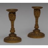 A pair of 19th century French ormolu boudoir mantel candlesticks, beaded sconces,