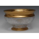 A Waterford gilt metal mounted punch bowl, hob-nail cut,