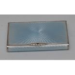A lady's silver and guilloché enamel cigarette/card case, with radiating blue enamel,
