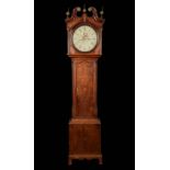 A George III oak longcase clock, 34cm circular painted dial indistinctly signed Johnson,