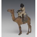 An Austrian cold painted bronze, probably by Bergman, of a Moorish warrior riding a camel,