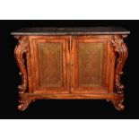 A fine post-Regency rosewood and brass marquetry side cabinet,