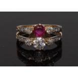 A ruby and diamond ring,