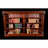 A Victorian mahogany low open library bookcase, moulded top above two rows of adjustable shelves,