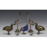 A pair of Chinese cloisonne enamel models, of quail,