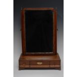 A George II mahogany dressing mirror, rounded rectangular mirror,