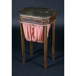 A Regency scagliola and faux rosewood painted canted rectangular work table,