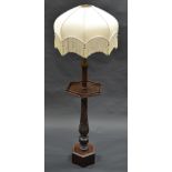 A late Victorian/Edwardian mahogany and brass patent standard reading lamp/occasional table,