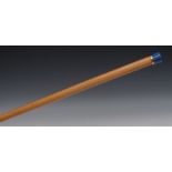 A 19th century lapis lazuli mounted malacca gentleman's walking cane, slightly domed pommel,