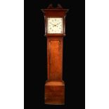 A George III oak longcase clock, 29cm square dial inscribed Varnam Noon, Ashby,