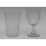 A Victorian goblet, engraved with Clare College, 1876,