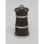 An Elizabeth II silver mounted coromandel pepper grinder, 9.