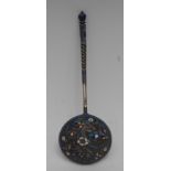 A late 19th Century Russian silver gilt and cloisonné enamel spoon,