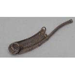 A Victorian silver bosun's whistle, wrigglework engraved with leaves and tendrils,