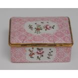 A George III South Staffordshire enamel rectangular box,