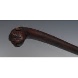 A late 19th century Anglo-Indian hardwood novelty walking cane,