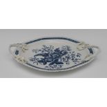 A Worcester blue and white pine-cone pattern shaped oval two-handled basket,