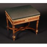 A Louis XVI Revival Franglais gilt metal mounted rectangular piano stool,