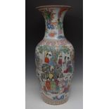 A large Cantonese famille verte floor vase,