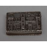 A Victorian silver rectangular castle top vinaigrette,