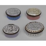 A George III South Staffordshire enamel oval patch box, probably Bilston,