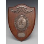 An early 20th century electro-type easel presentation shield, The Salmon Challenge Shield,