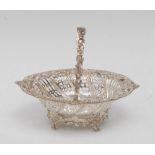 A George V silver shaped oval swing-handled basket,