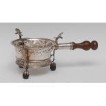An 'early 18th century' silver chafing dish, slightly flared pierced border,