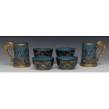 A pair of Chinese cloisonne enamel spreading cylindrical mugs,