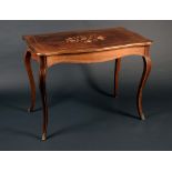 A Louis XV Revival rosewood and marquetry serpentine writing table,